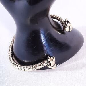 Etienne Aigner Gold Tone Cuff Bracelets Engraved Braid Pattern Ornate Ends